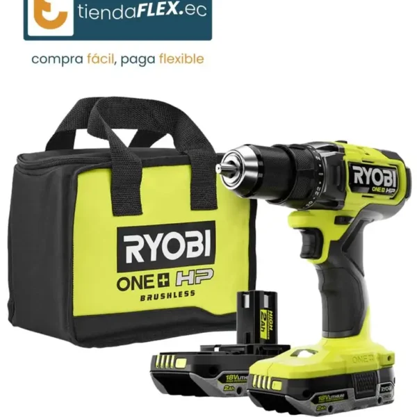 KIT DE TALADRO/ATORNILLADOR SIN ESCOBILLAS RYOBI ONE+ HP 18V - 1/2"