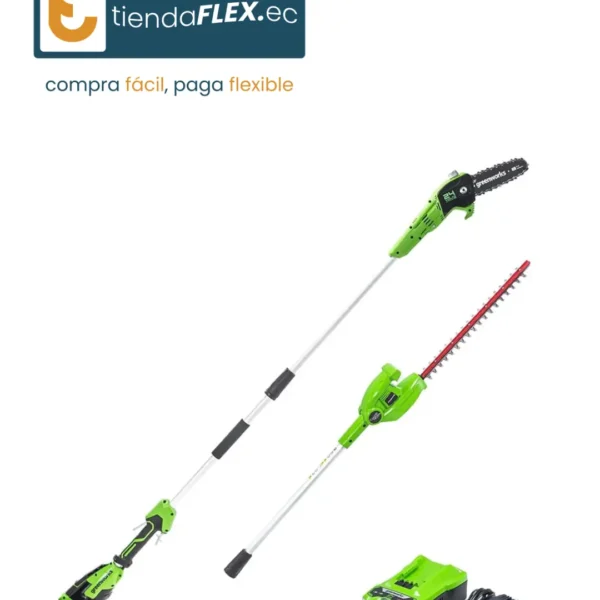 Kit Sierra + Cortasetos Pértiga Greenworks 24V – Batería y Cargador