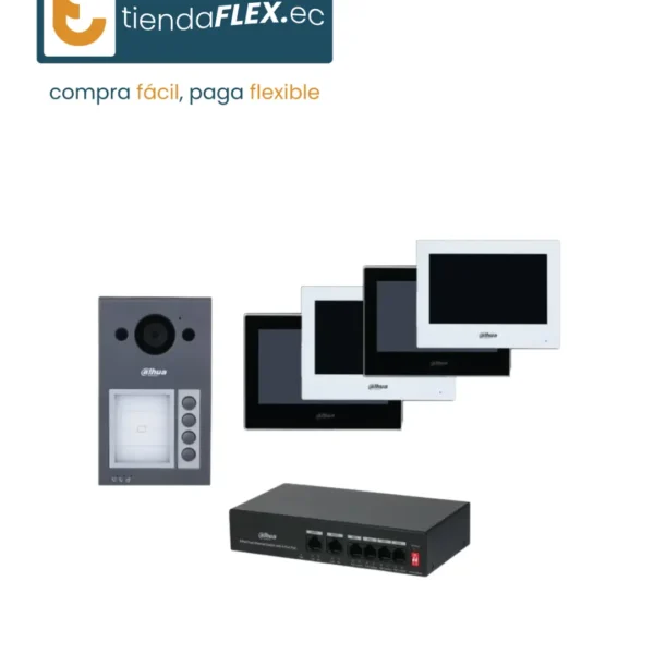 KIT DE VIDEO PORTERO IP PARA 4 VIVIENDAS
